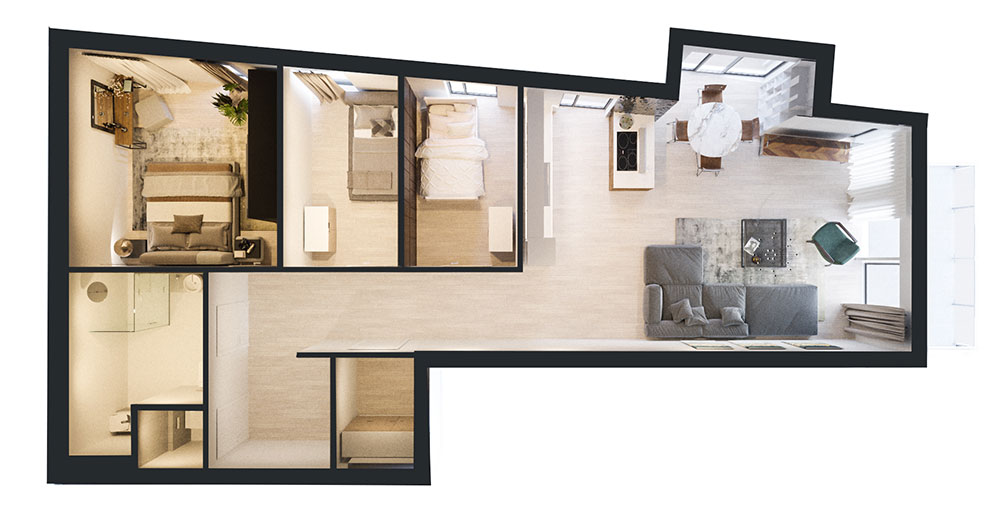 3D für Immobiliengrundriss